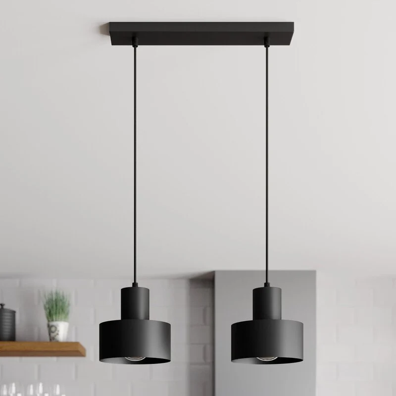 B-Ware Euluna Hängeleuchte Hängelanpe Lampe Leuchte linear zweiflammig schwarz Stahl