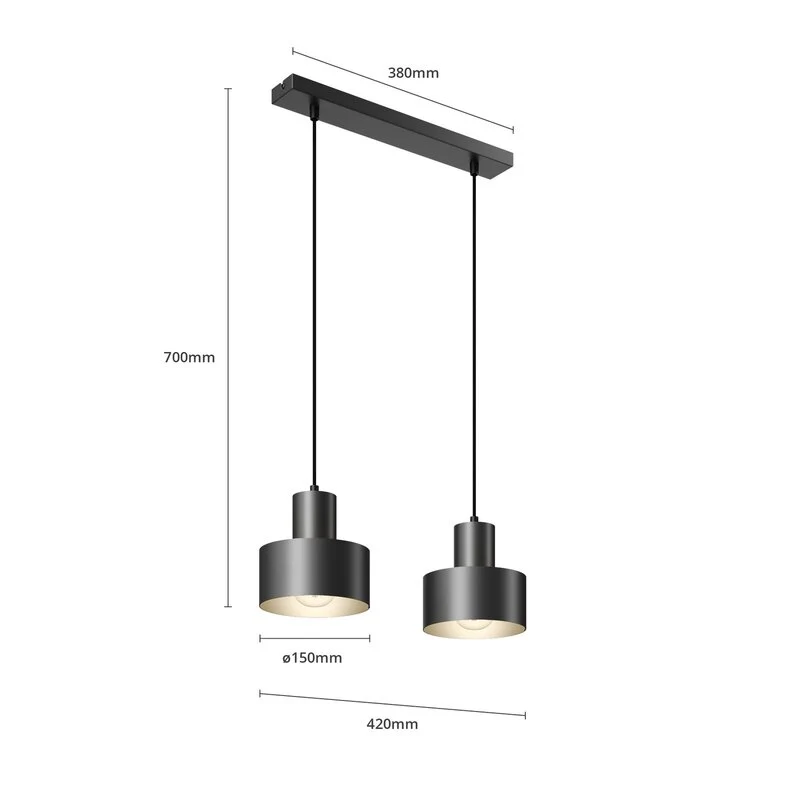 B-Ware Euluna Hängeleuchte Hängelanpe Lampe Leuchte linear zweiflammig schwarz Stahl
