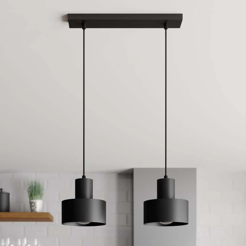 B-Ware Euluna Hängeleuchte Hängelanpe Lampe Leuchte linear zweiflammig schwarz Stahl