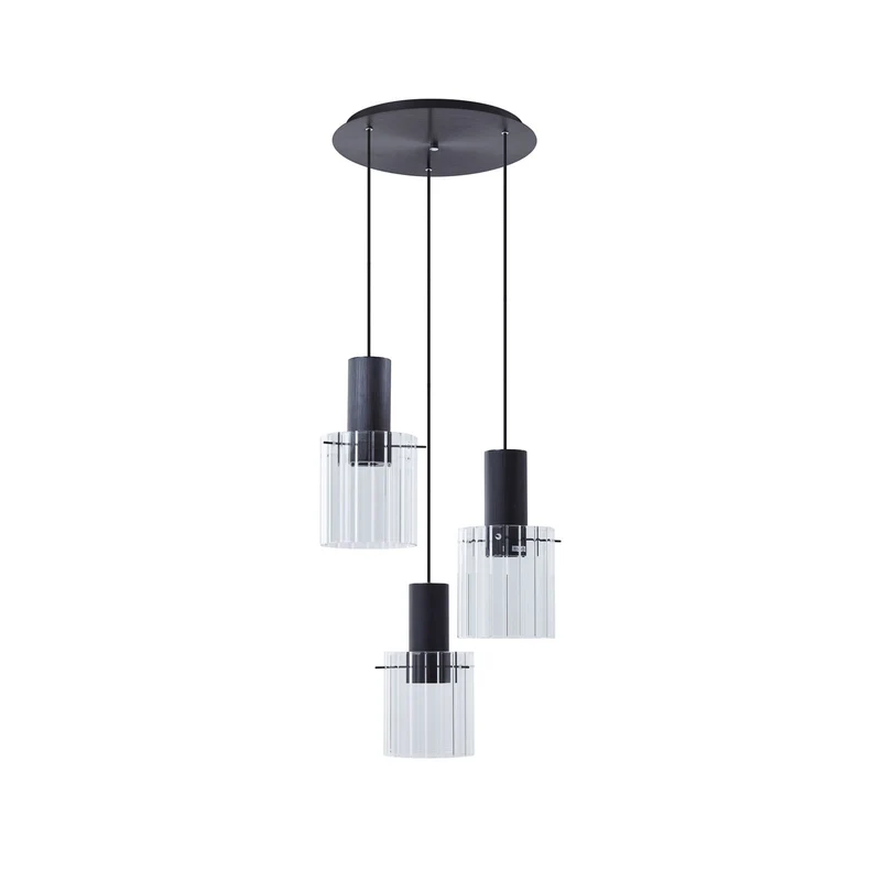 B-Ware Lucande Hängeleuchte Pendelleuchte Eirian schwarz Glas 3-flammig Ø 40 cm