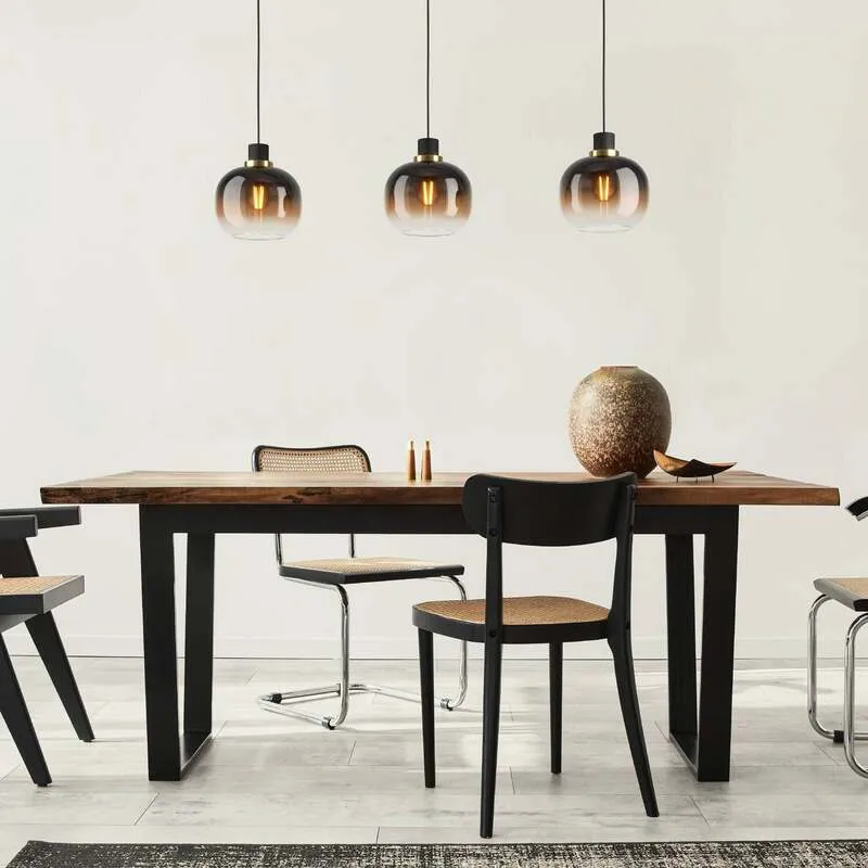 B-Ware EGLO Hängelampe Pendelleuchte Oilella schwarz braun Glas Länge 95 cm 3-flam543