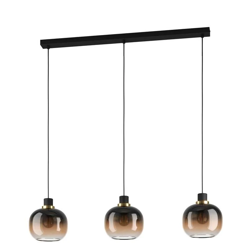 B-Ware EGLO Hängelampe Pendelleuchte Oilella schwarz braun Glas Länge 95 cm 3-flam543