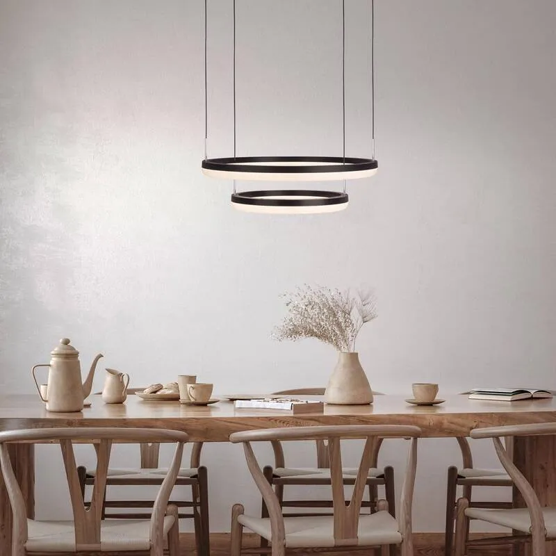 B-Ware Näve Pendelleuchte Hängelampe LED CCT Ringe Fernbedienung schwarz Kunststoff267