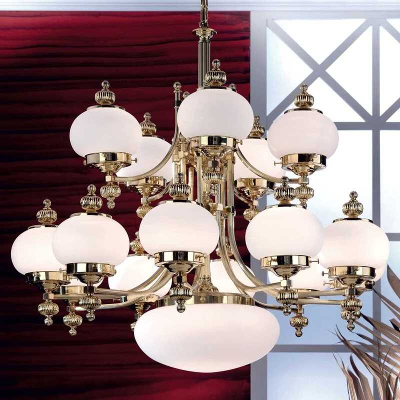 B-Ware ORION Kronleuchter Leuchte Lampe messing Glas 16-flammig Ø 100 SIEHE TEXT/FOTOS