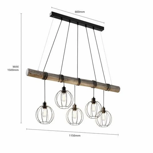 B-Ware Euluna Hängeleuchte Karou Pendelleuchte Deckenlampe Lampe Leuchte 5-flammig 533