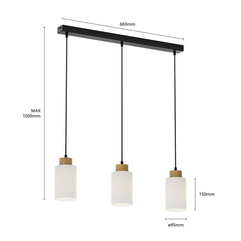 B-Ware Envostar Talia Pendelleuchte Pendelleuchte Lampe 3-fl E27 linea Eiche weiß schwa