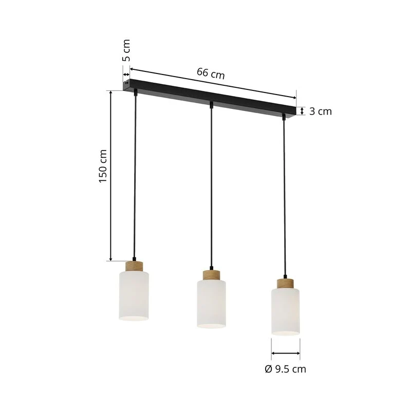 B-Ware Envostar Talia Pendelleuchte Pendelleuchte Lampe 3-fl E27 linea Eiche weiß schwa