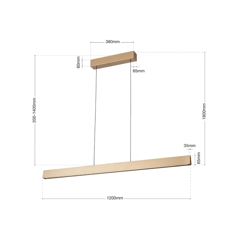 B-Ware Orion Tara LED Hängelampe Pendelleuchte Messing matt Wohnzimmerlampe 120 cm