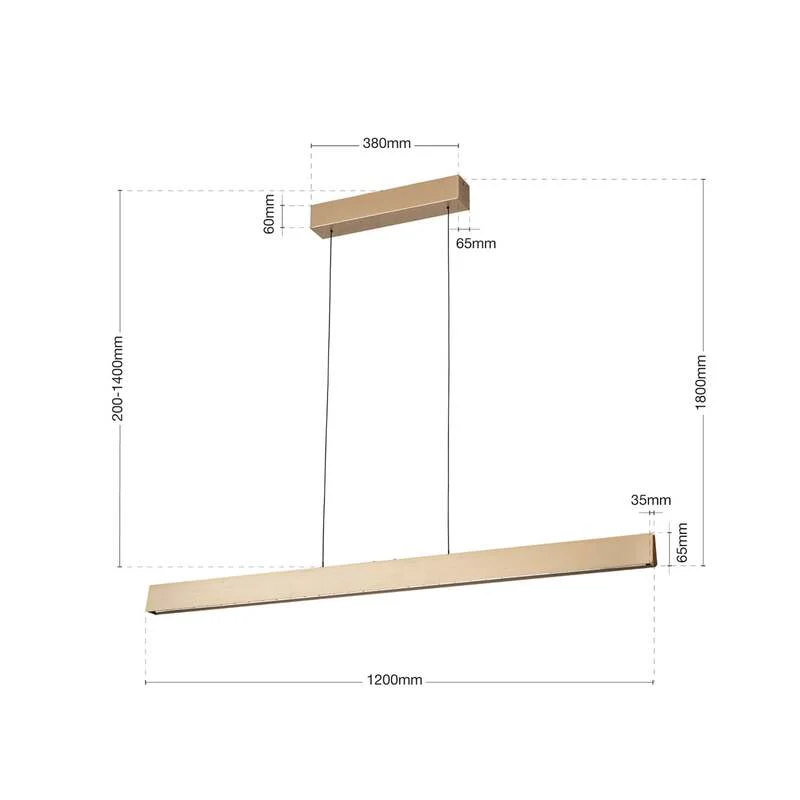 B-Ware Orion Tara LED Hängelampe Pendelleuchte Messing matt Wohnzimmerlampe 120 cm
