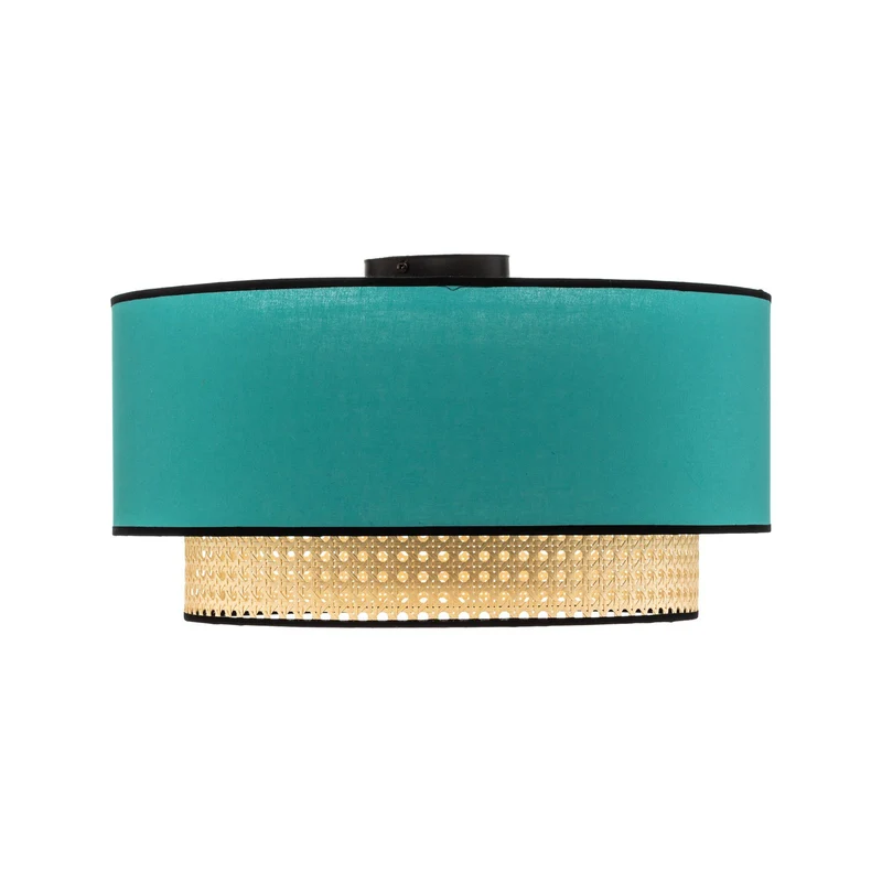 B-Ware Deckenleuchte Lampe Boho Rattan Beleuchtung Deckenlampe Baumwolle beige petrol