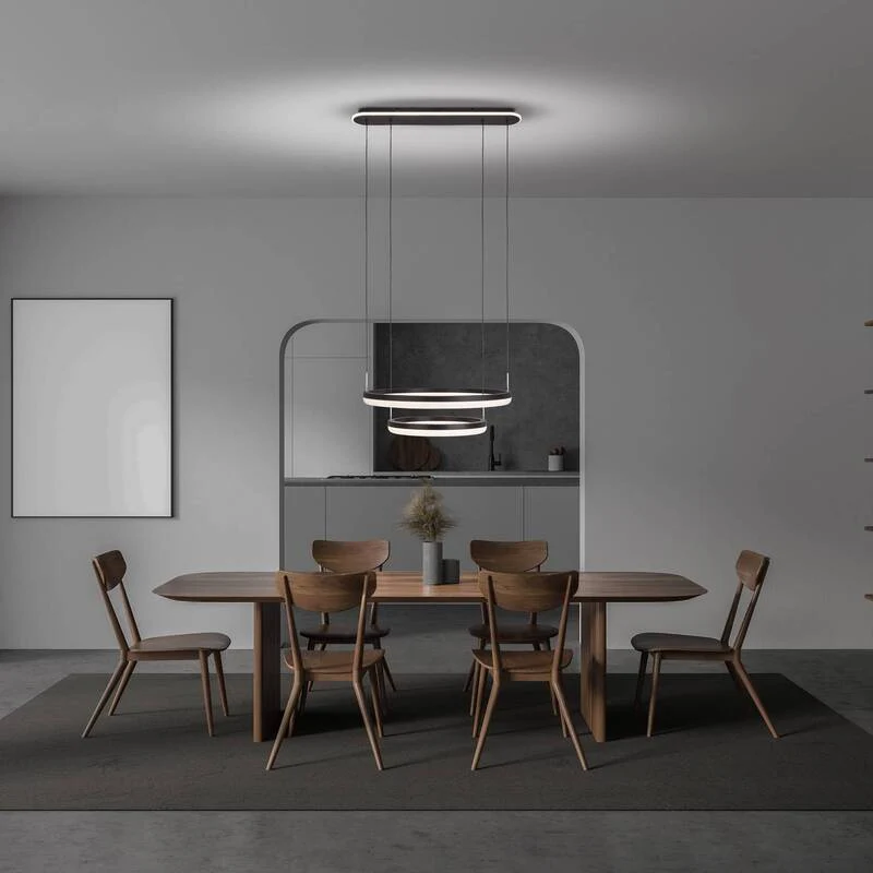 B-Ware Näve Pendelleuchte Hängelampe LED CCT Ringe Fernbedienung schwarz Kunststoff