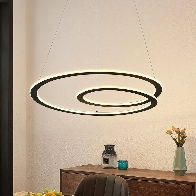 B-Ware Lindby Hängeleuchte Pendelleuchte LED Lampe mattschwarz Eisen Aluminium Kunststo