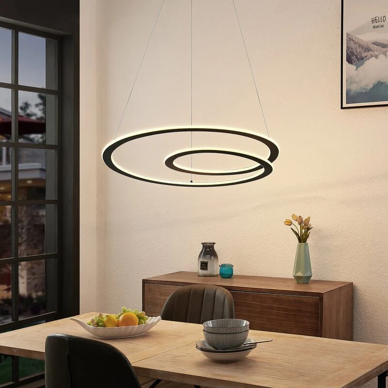 B-Ware Lindby Hängeleuchte Pendelleuchte LED Lampe mattschwarz Eisen Aluminium Kunststo