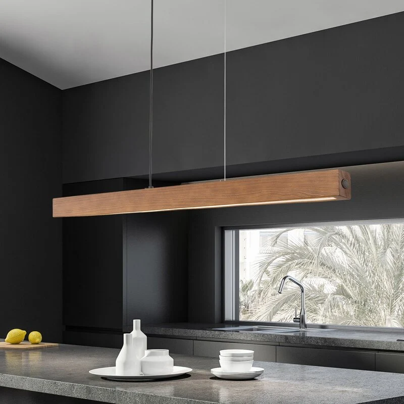 B-Ware Tk Lighting LED-Holzhängeleuchte Teo Hängeleuchte LED walnuss 126 cm Touchdimmer