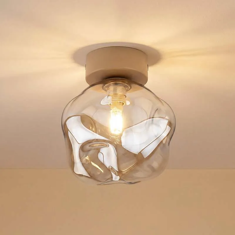 B-Ware TK-Lighting Deckenleuchte Lava LED Lampe dimmbar sand grau Ø15cm 17cm hoch
