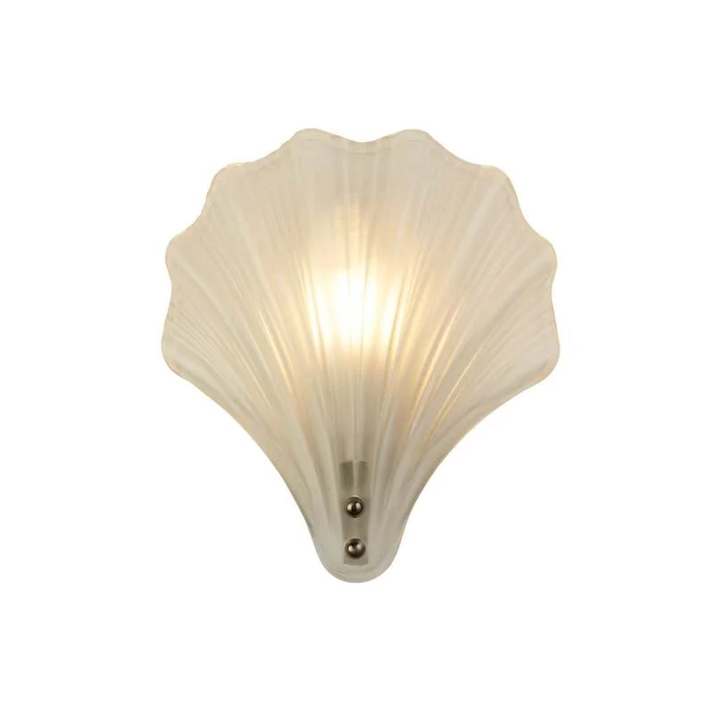 B-Ware Searchlight Wandleuchte Leuchte Shell weiß satiniert Muschelform Glas IP44102
