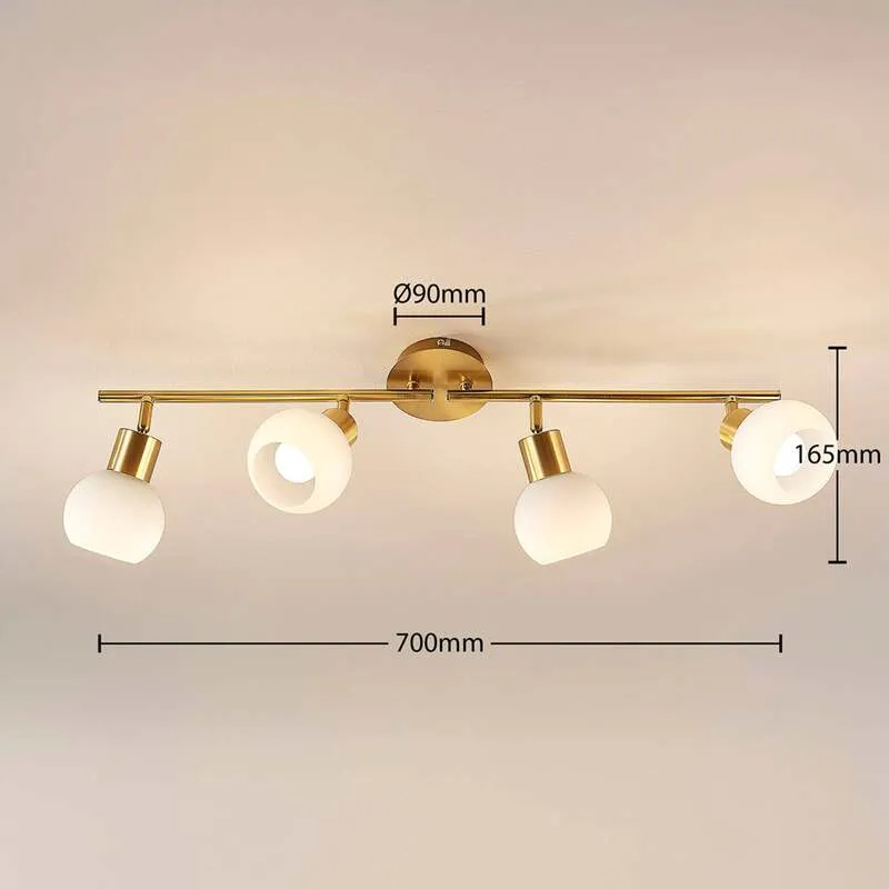 B-Ware Lindby Deckenleuchte Deckenlampe Elaina messing Glas Opalglasschirme 4 flam366