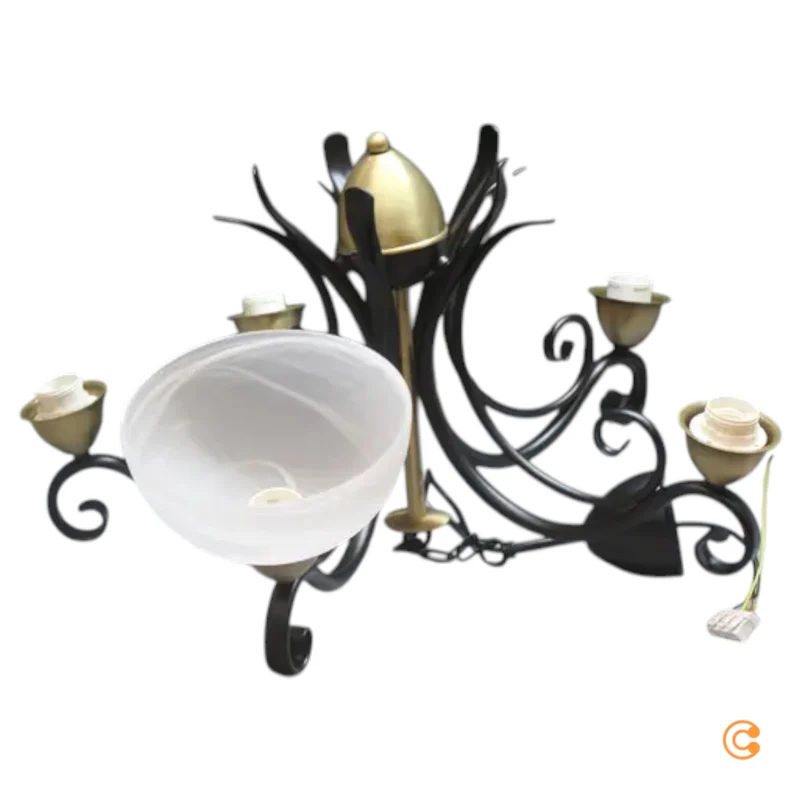B-Ware Luminex Kronleuchter Flora 5 Glasschirme Deckenlampe Lampe Licht SIEHE TEXT/F543