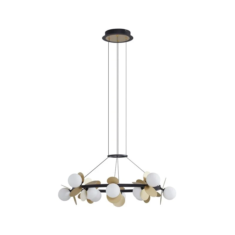 B-Ware Lucande Pendelleuchte Hängeleuchte LED Pallo Glas Esszimmer schwarz gold dimmbar