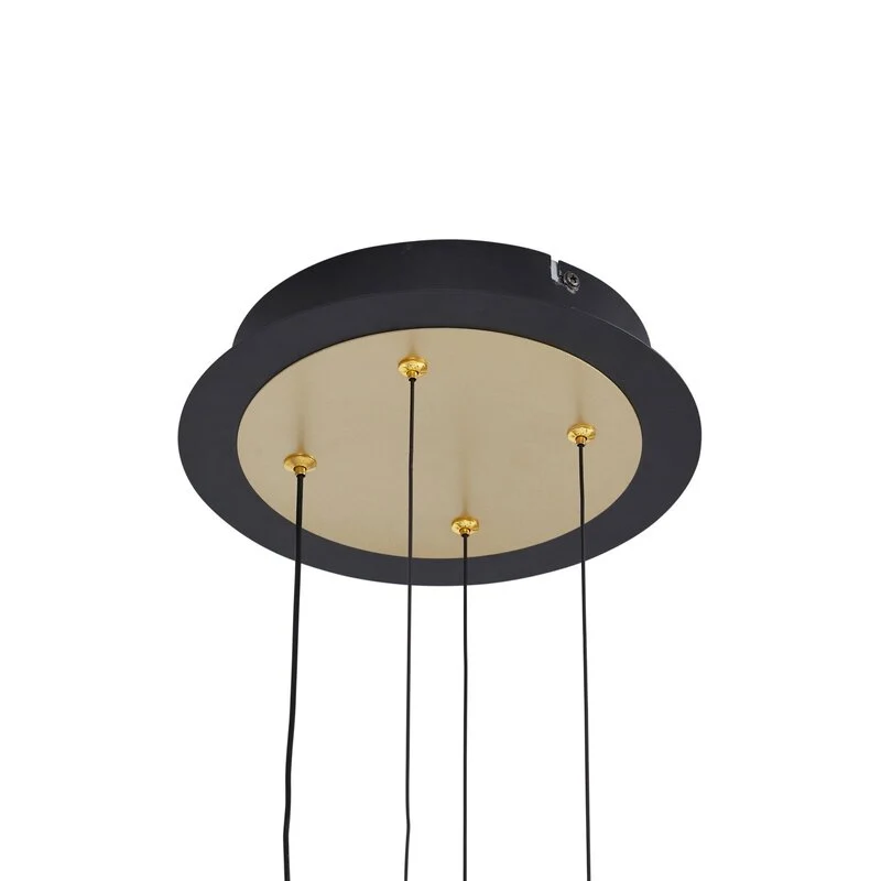 B-Ware Lucande Pendelleuchte Hängeleuchte LED Pallo Glas Esszimmer schwarz gold dimmbar