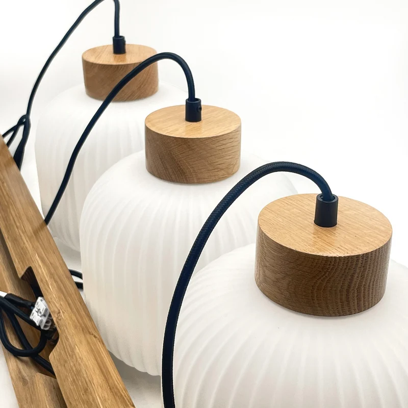 B-Ware Harmony Hängelampe Pendelleuchte Opalglas Eichenholz L110cm 3flg SIEHE TEXT/FOTO