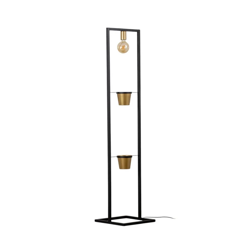 B-Ware Stehleuchte Flores Stehlampe Standleuchte Leuchte 1-flammig schwarz/gold Stahl