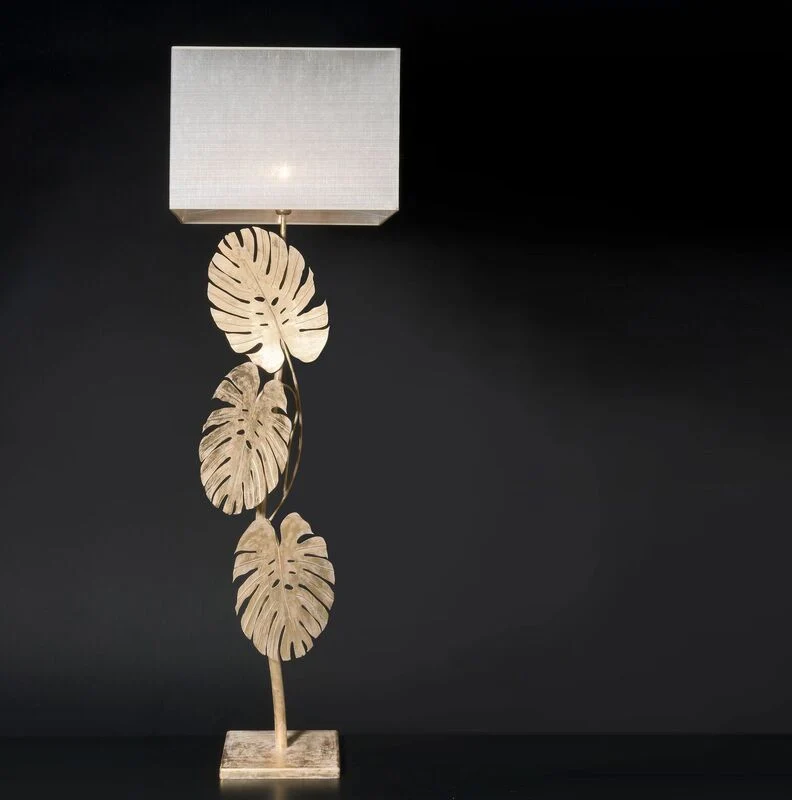 B-Ware Ferroluce Stehlampe Monstera Deliciosa Standleuchte Leuchte Lampe blattgold
