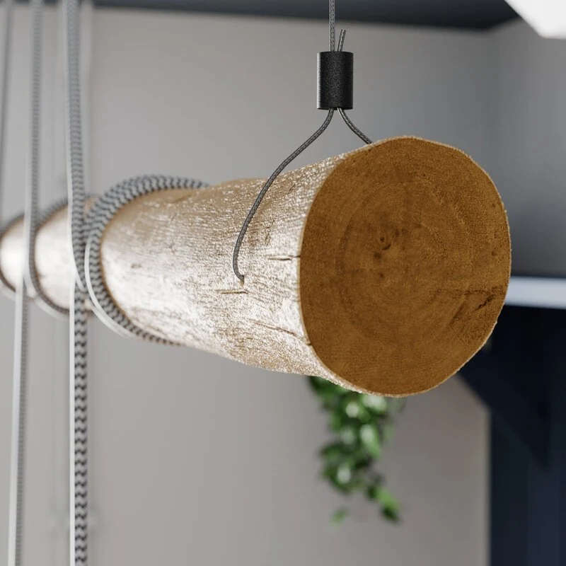 B-Ware Lucande Asta Pendelleuchte Hängeleuchte Deckenlampe Lampe Leuchte Holz grau E14