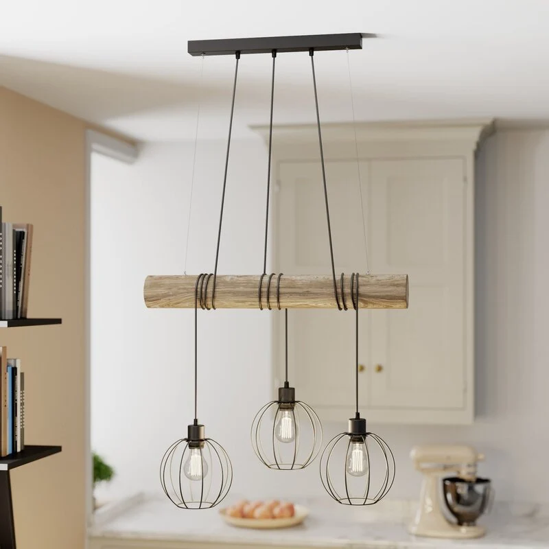 B-Ware Euluna Hängeleuchte Karou Deckenlampe Pendelleuchte Lampe Leuchte Holz 3-flm E27