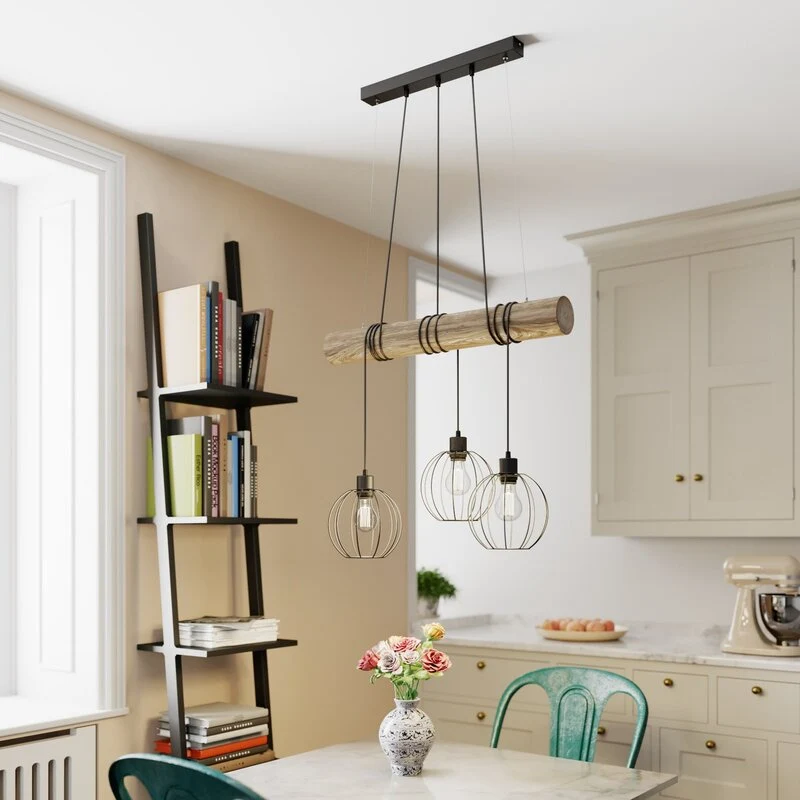 B-Ware Euluna Hängeleuchte Karou Deckenlampe Pendelleuchte Lampe Leuchte Holz 3-flm E27