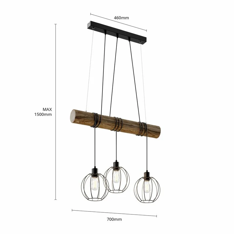 B-Ware Euluna Hängeleuchte Karou Deckenlampe Pendelleuchte Lampe Leuchte Holz 3-flm E27