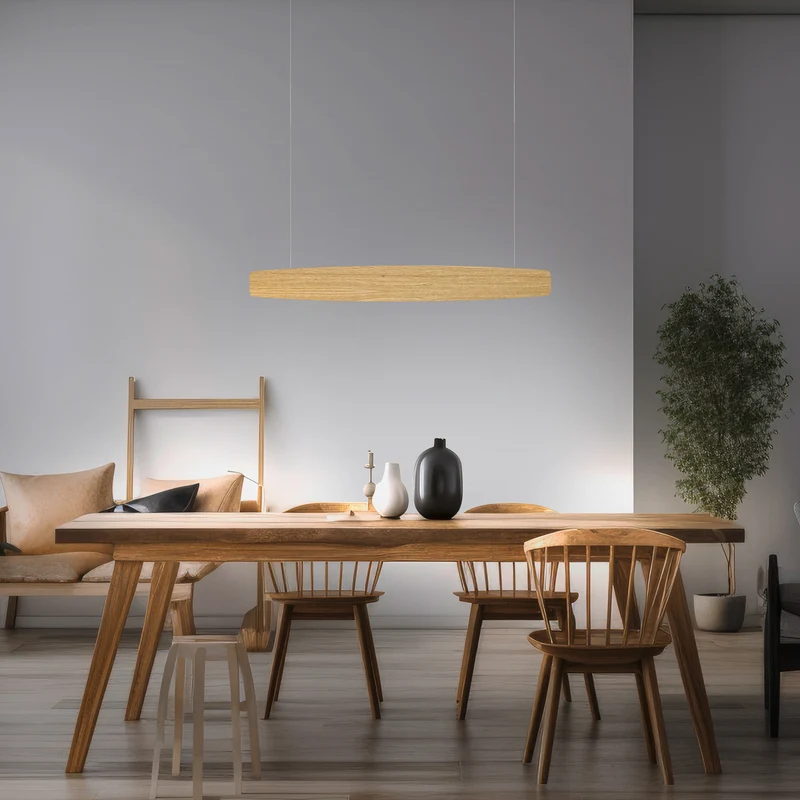 B-Ware Quitani Pendelleuchte Hängeleuchte LED Holz Eiche warmweiß Esszimmer Wohnzimmer