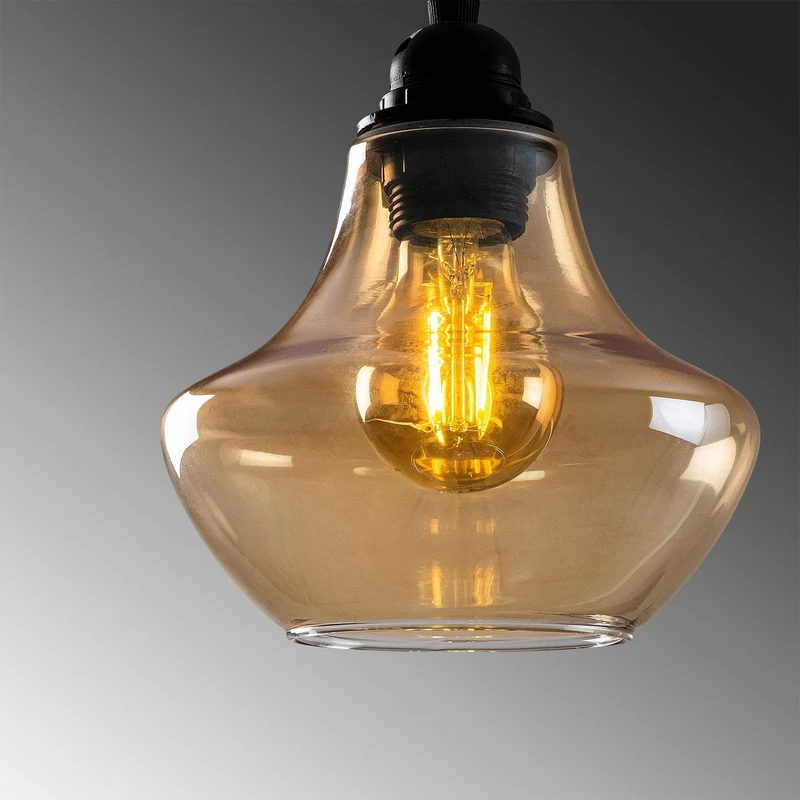 B-Ware Hängeleuchte Gold 052 gold-transparent Glas 3-flammig lang Deckenlampe Lampe