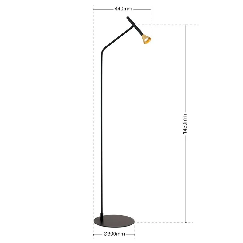 B-Ware Odeon Stehlampe LED Standlampe Touchdimmer schwarz messing Eisen Aluminium