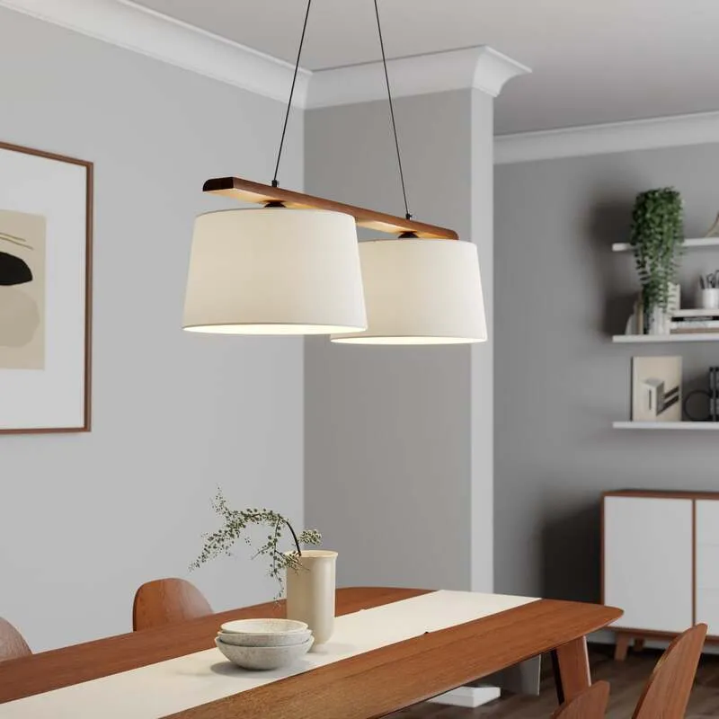 B-Ware Euluna Hängeleuchte Sweden Hängelampe Leuchte Lampe zweiflammig nussbaum eiche