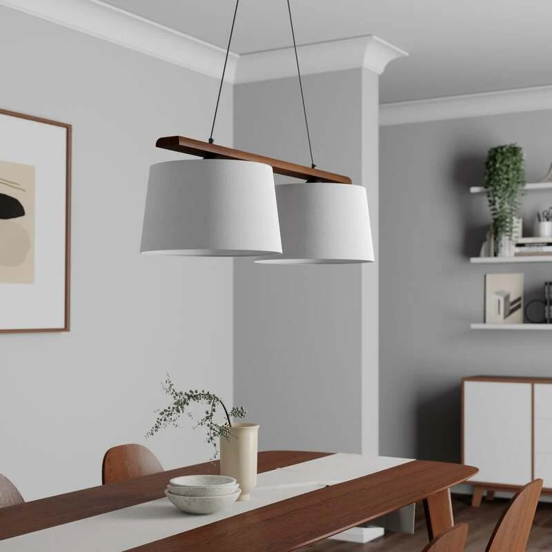 B-Ware Euluna Hängeleuchte Sweden Hängelampe Leuchte Lampe zweiflammig nussbaum eiche