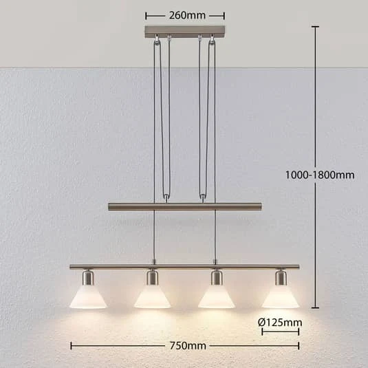B-Ware Lindby Höhenverstellbare Pendelleuchte Deko-Hängeleuchte E14 Delira 4-flg nickel
