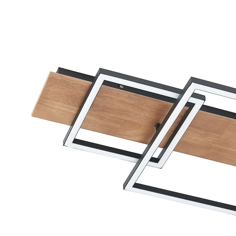 B-Ware Lucande Chariska LED Deckenlampe Deckenleuchte Lampe Leuchte Holz schwarz 95cm