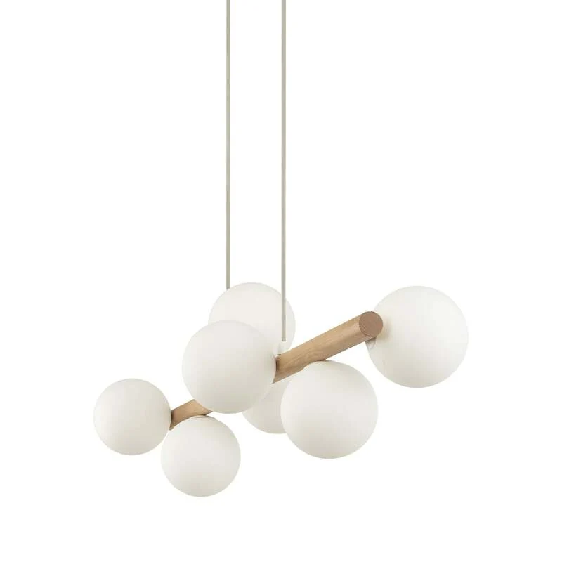 B-Ware TK Lighting Hängeleuchte Estera Opalglas Holz siebenflammig Deckenlampe Leuchte