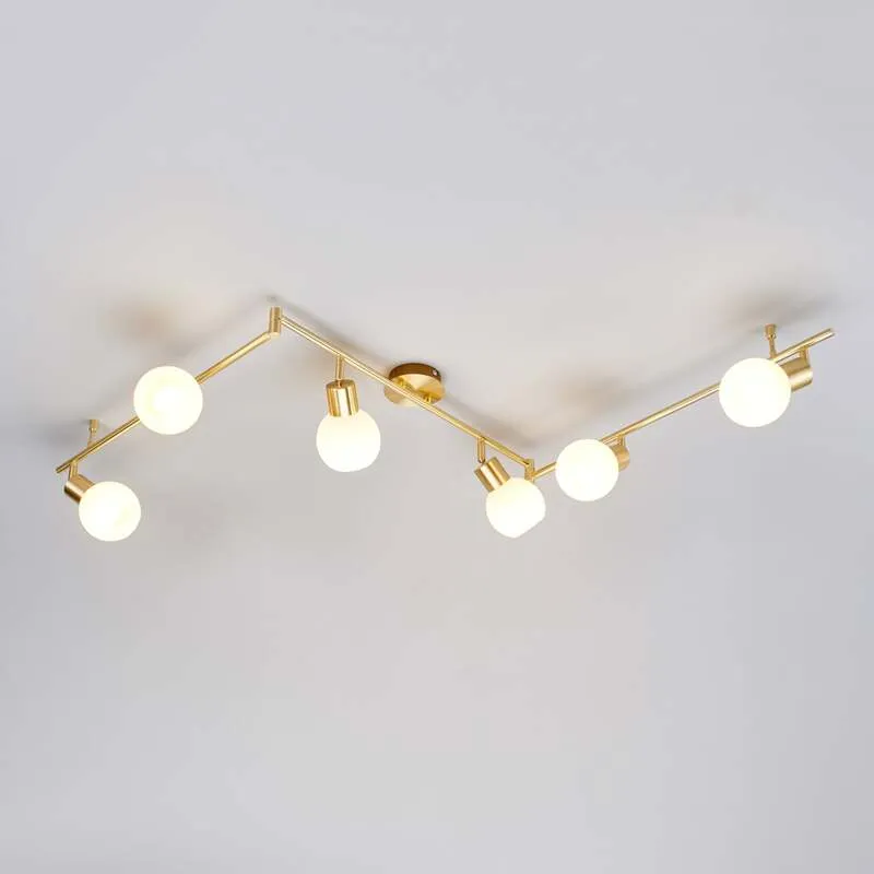 B-Ware Lindby Deckenleuchte Deckenlampe Elaina messing Glas E14 Opalglas 6 flammig578