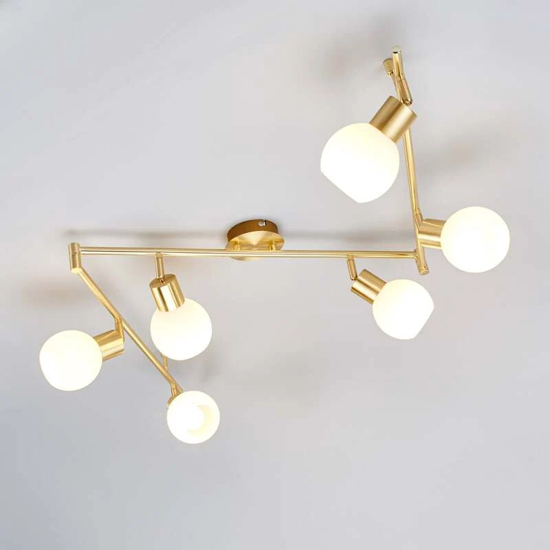 B-Ware Lindby Deckenleuchte Deckenlampe Elaina messing Glas E14 Opalglas 6 flammig578