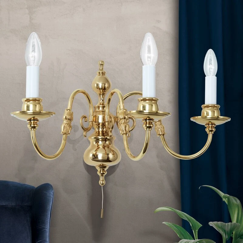 B-Ware Orion Wandleuchte Imke Wandlampe Wandlicht Leuchte Lampe 3-flg. messing poliert