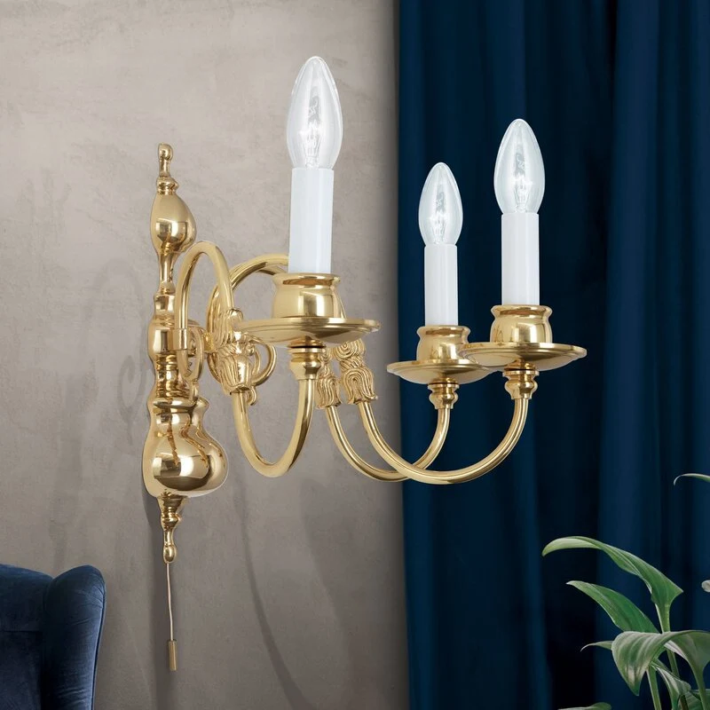 B-Ware Orion Wandleuchte Imke Wandlampe Wandlicht Leuchte Lampe 3-flg. messing poliert