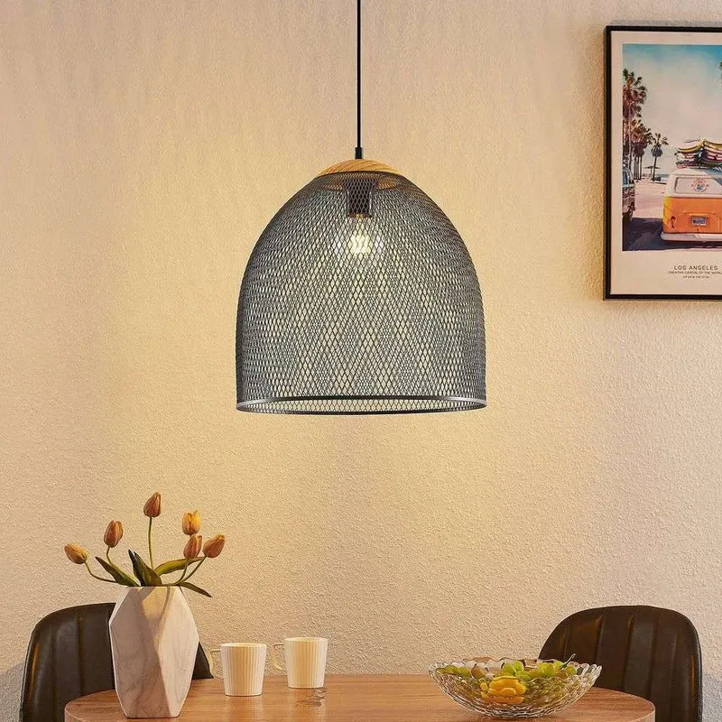 B-Ware Lindby Monigo Hängelampe Pendelleuchte Nickel/Wood Deckenlampe Deckenleuchte