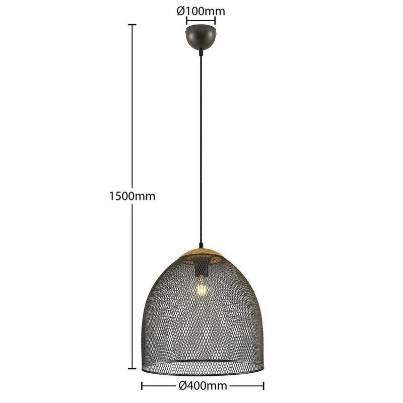 B-Ware Lindby Monigo Hängelampe Pendelleuchte Nickel/Wood Deckenlampe Deckenleuchte