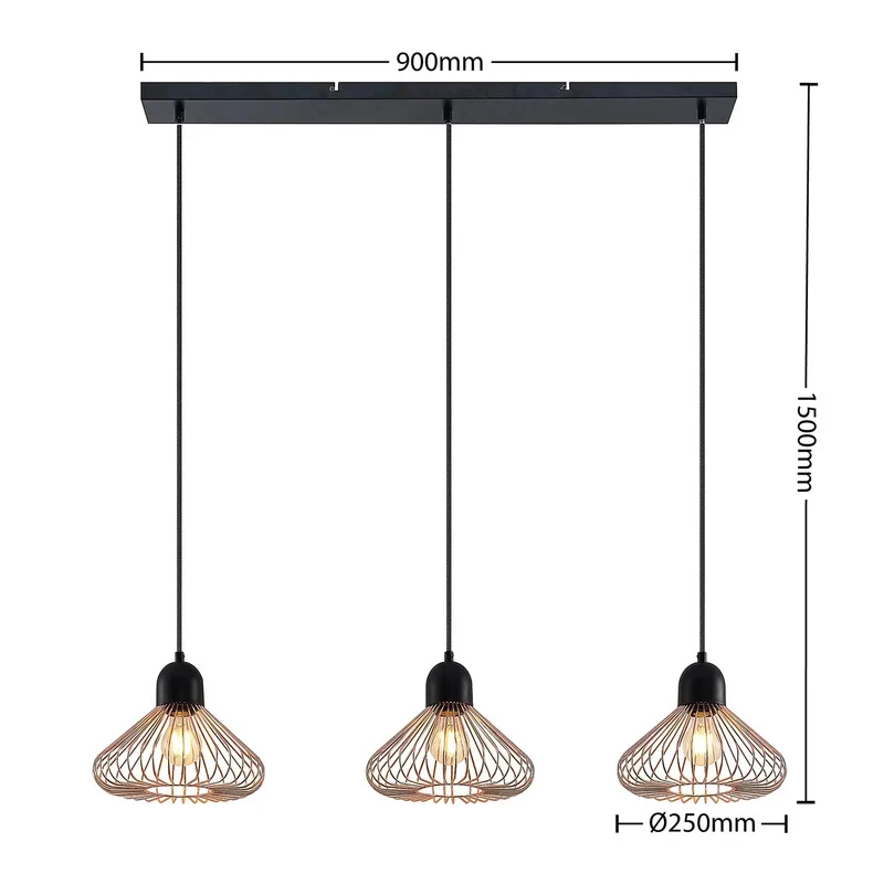 B-Ware Lindby Metehan Hängeleuchte dreiflammig kupfer Hängelampe Lampe Leuchte Spot E27