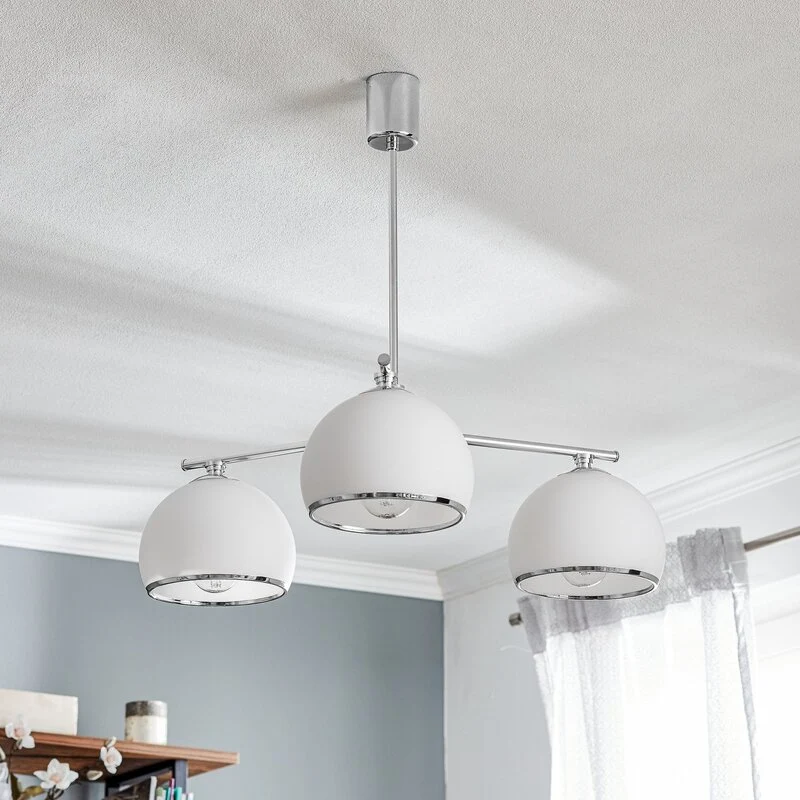 B-Ware Hängeleuchte Mina Deckenlampe Leuchte chromfarben Metall Glas dreiflammig Lampe