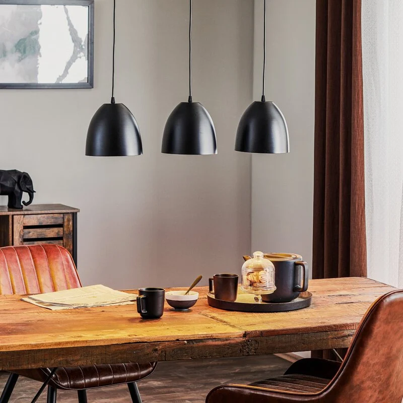 B-Ware EMIBIG LIGHTING Pendelleuchte Lenox Hängeleuchte Lampe dreiflammig schwarz/gold