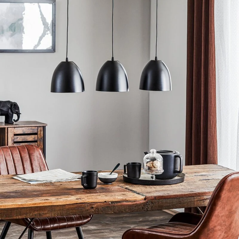 B-Ware EMIBIG LIGHTING Pendelleuchte Lenox Hängeleuchte Lampe dreiflammig schwarz/gold