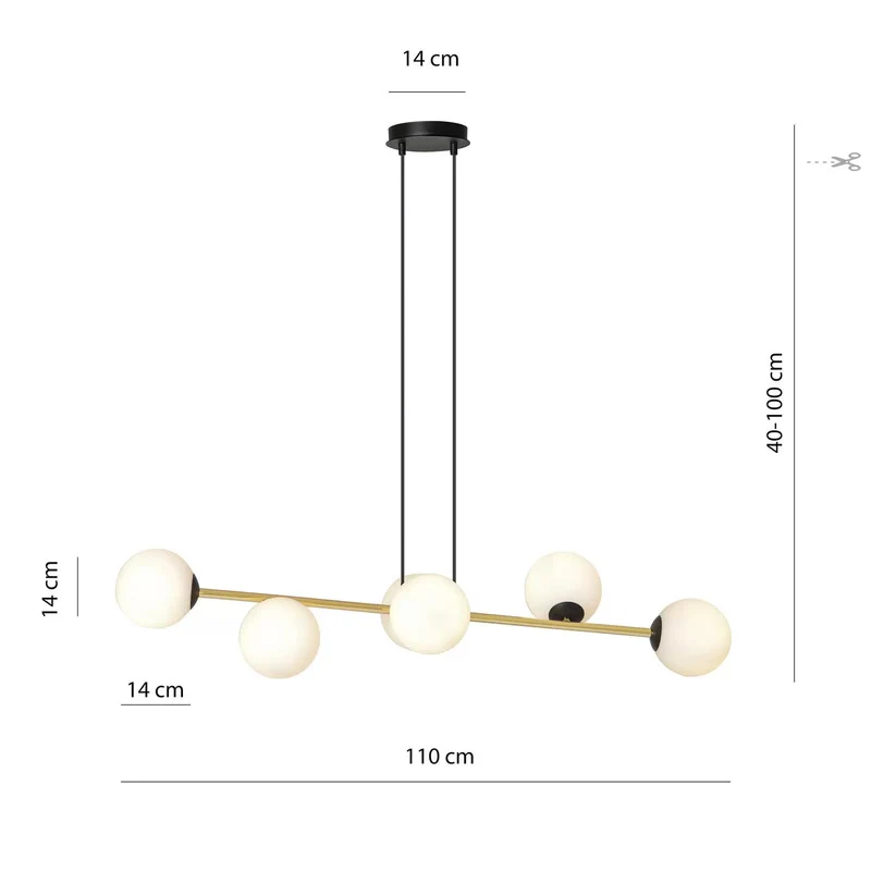 B-Ware Hängeleuchte Gravity Hängelampe Deckenleuchte opalweiß/gold/schwarz Glas E14